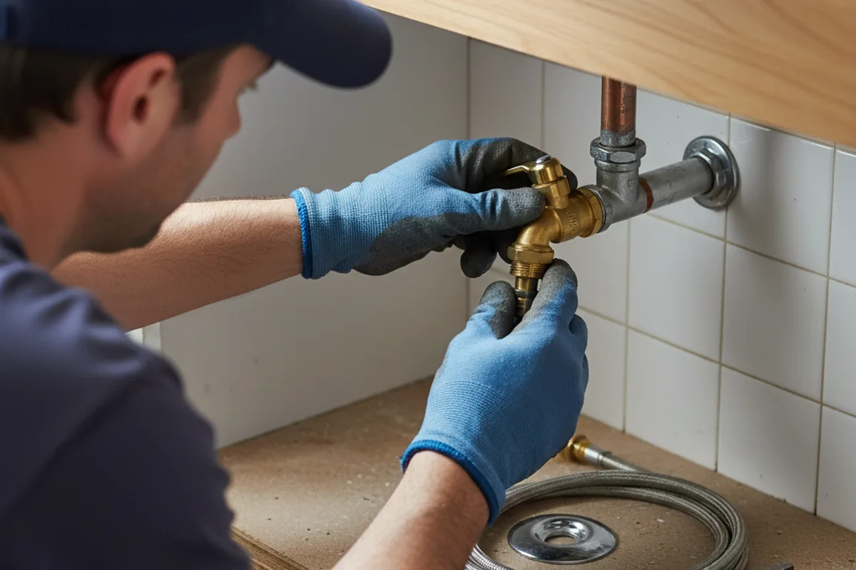 Shutoff valve and fitting work during Faucet and Fixture Repair in Elk